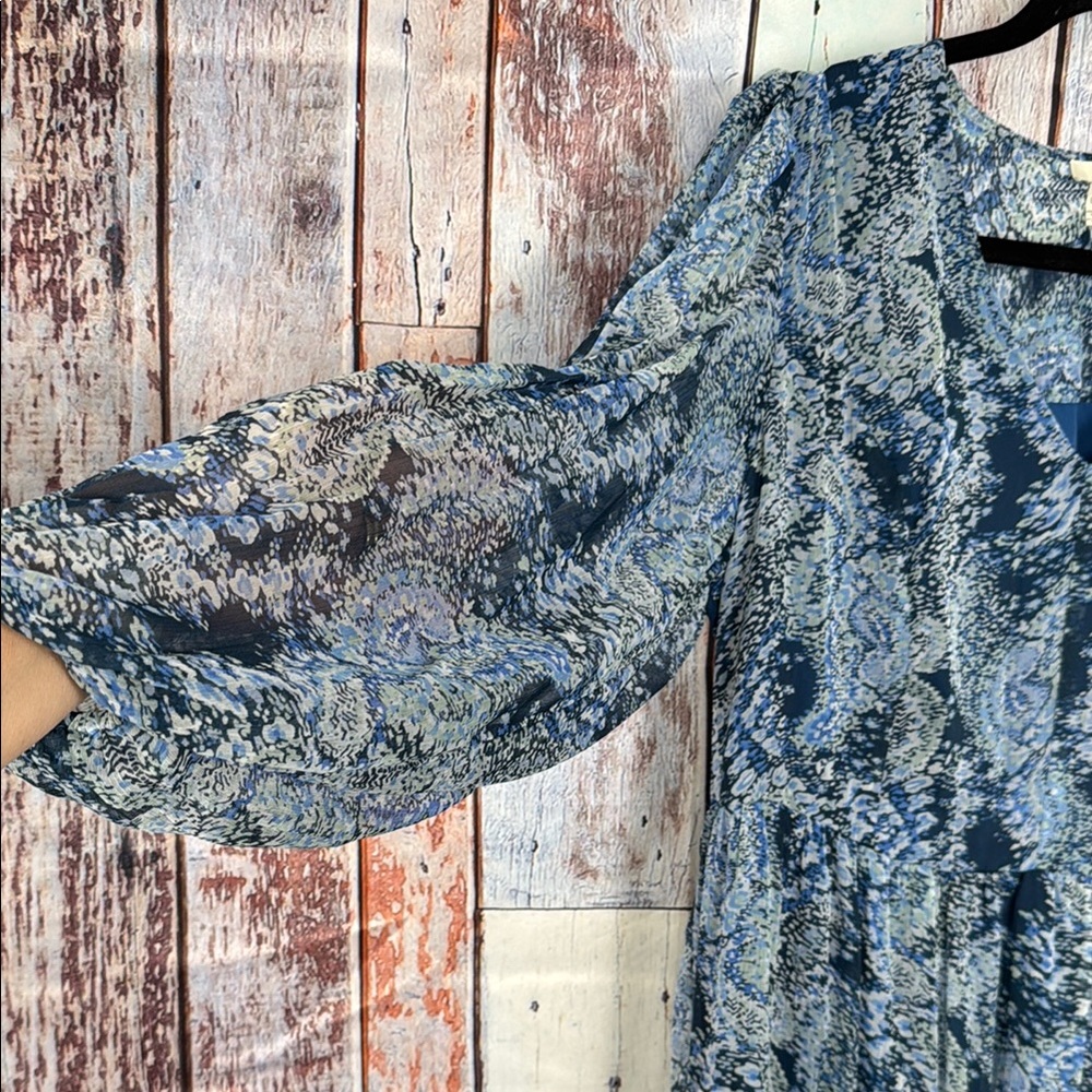 NWT Joie Blue Parisian Paisley Women's Dress Maxi Tiered‎ Length Large - Picture 4 of 11